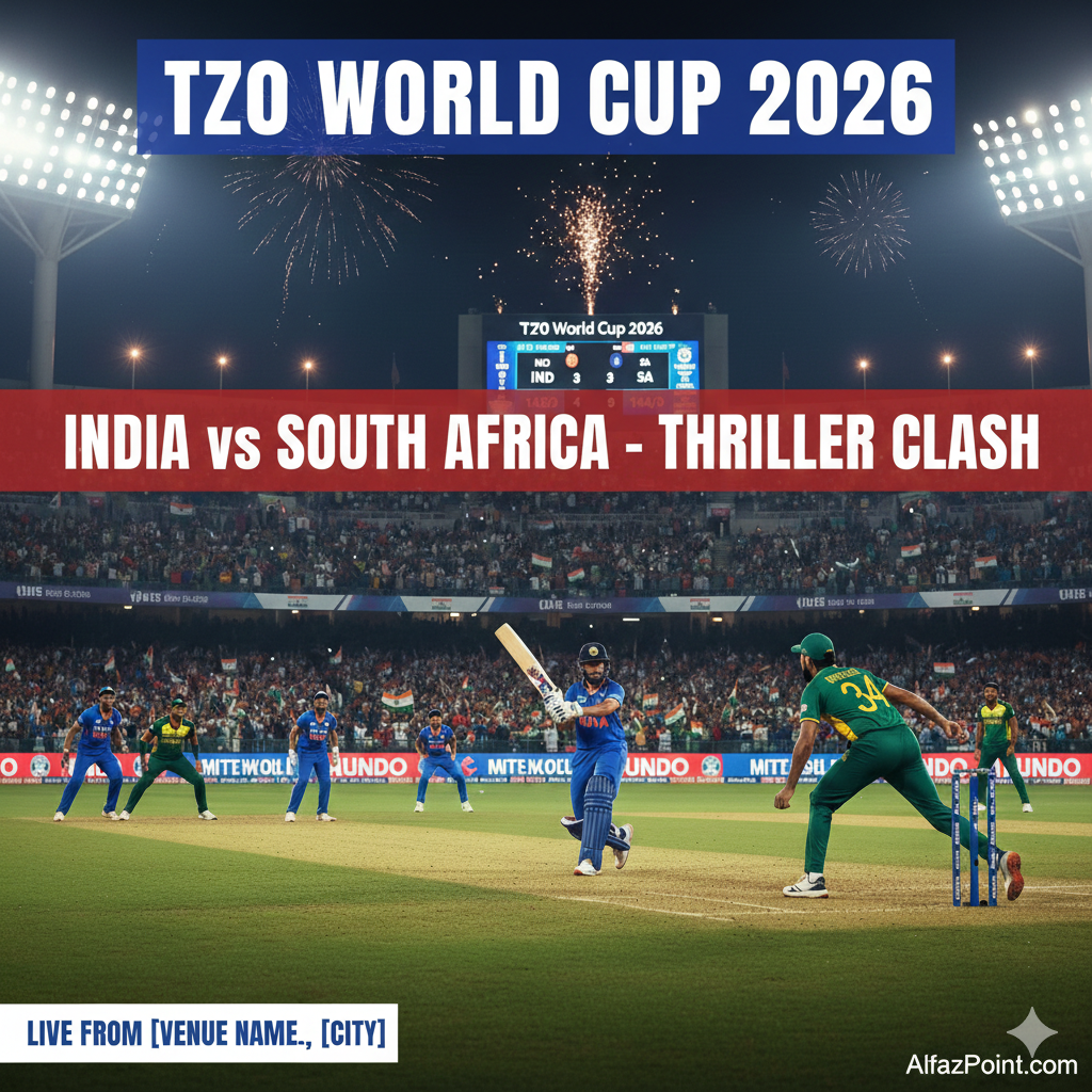 India vs South Africa T20 World Cup 2026 match action at Narendra Modi Stadium, Ahmedabad.