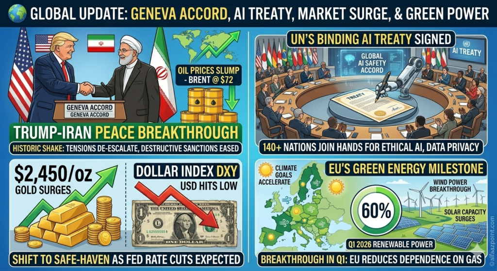 Infographic showing US-Iran flags, rising oil price charts, and military maps of Israel-Lebanon buffer zone.