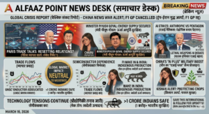 US-China trade talks Paris 2026 Scott Bessent and He Lifeng meeting, Anthropic AI vs Pentagon lawsuit lethal weapons debate, MIT protein Intelectin-2 gut bacteria research news graphic by Alfaaz Point.