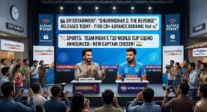 Ranveer Singh Dhurandhar 2 promotion and Team India T20 World Cup squad announcement 2026 event.