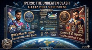 IPL 2026 RR vs RCB Match 16 Infographic: Virat Kohli vs Vaibhav Sooryavanshi at Guwahati Barsapara Stadium.